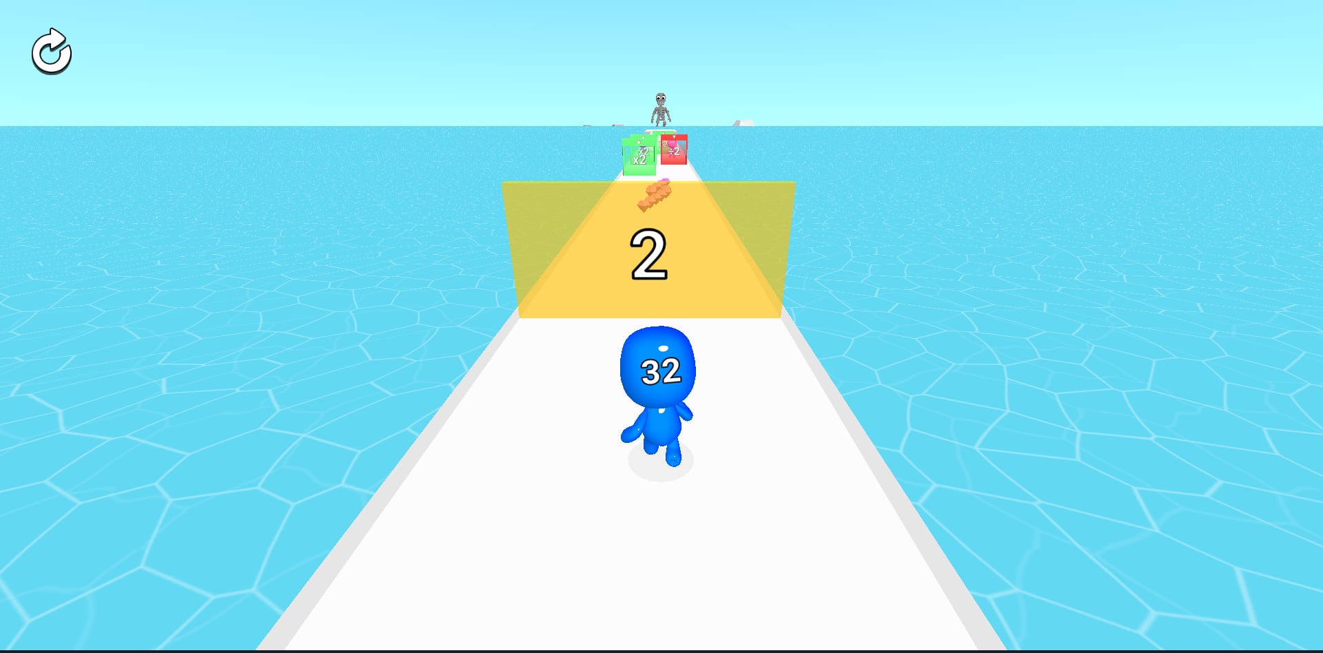 Man Runner 2048 gameplay — steering into a ×2 gate to double the runner's number
