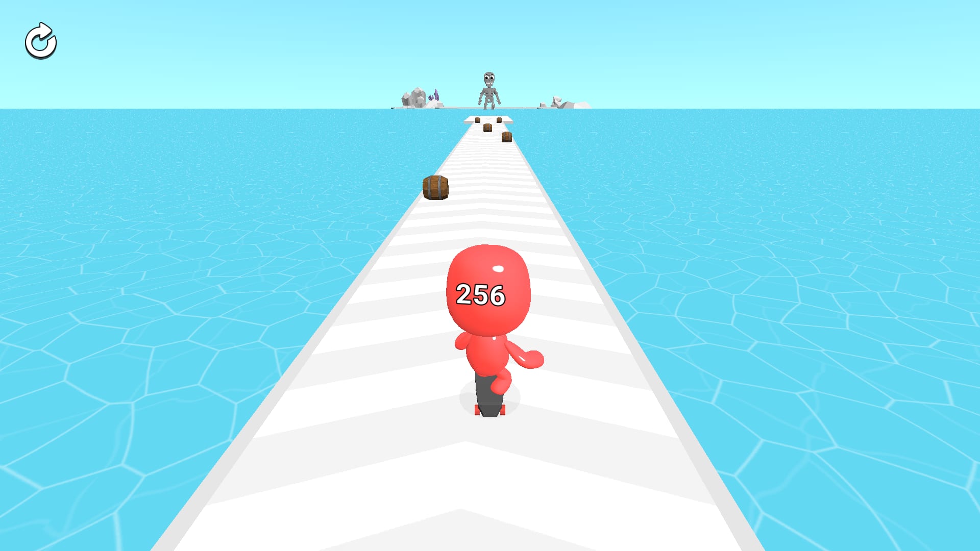 Man Runner 2048 — running the track as a 256 after a chain of multiplier gates