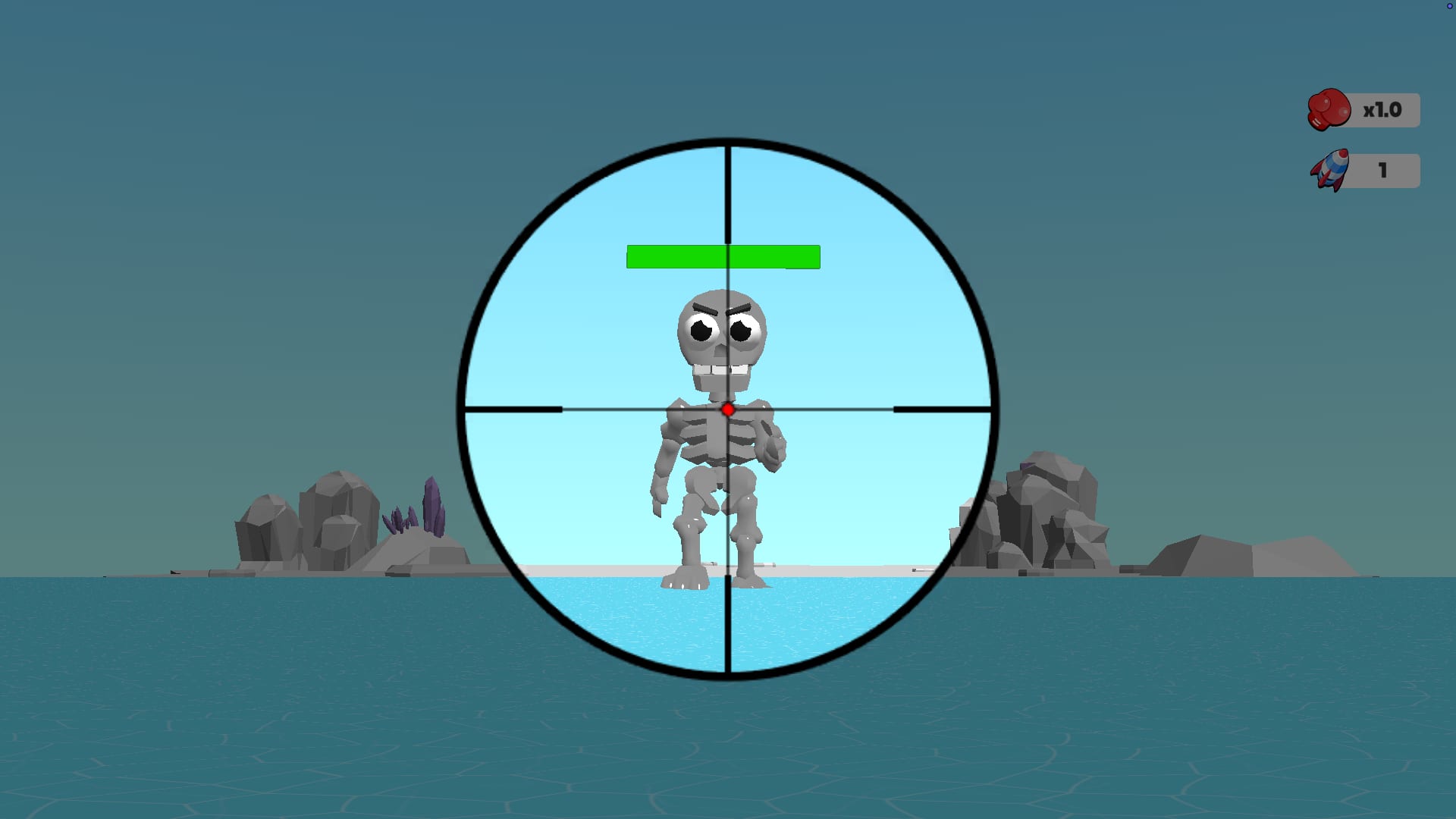 Man Runner 2048 — the sniper scope lined up on the boss waiting at the end of the run